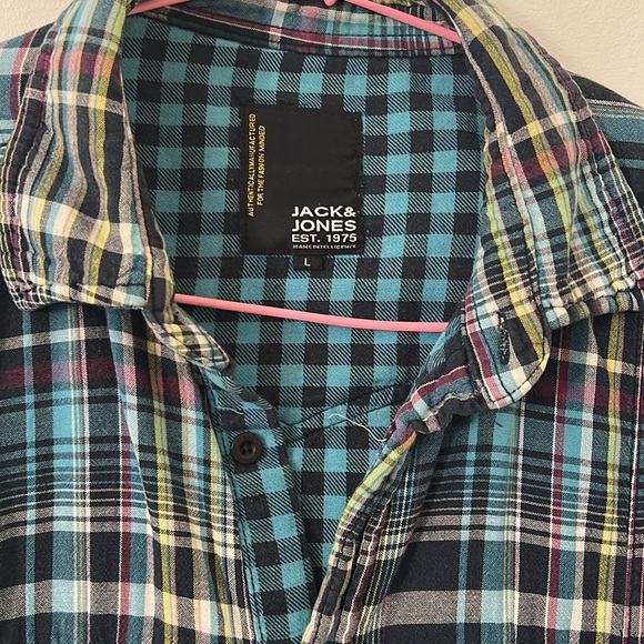 Jack & Jones Blue Plaid Casual Shirt style Lagoon for unisex - Picture 3 of 6